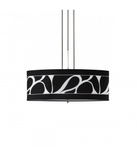 Manhattan Linear Pendant 2 Light L1 SGU10 Polished Chrome Frosted Glass With Black Patterned Shade CFL Lamps INCLUDED-1