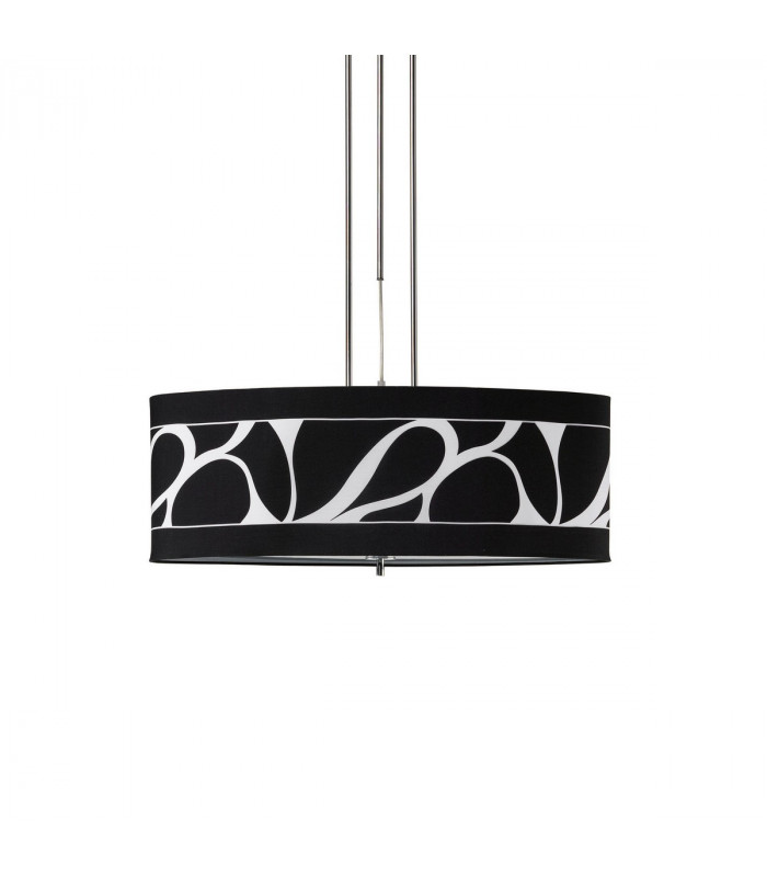 Manhattan Linear Pendant 2 Light L1 SGU10 Polished Chrome Frosted Glass With Black Patterned Shade CFL Lamps INCLUDED-1