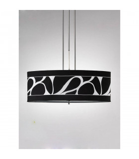 Manhattan Linear Pendant 2 Light L1 SGU10 Polished Chrome Frosted Glass With Black Patterned Shade CFL Lamps INCLUDED-2
