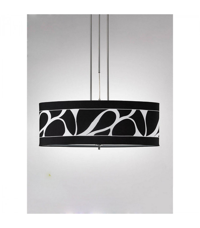 Manhattan Linear Pendant 2 Light L1 SGU10 Polished Chrome Frosted Glass With Black Patterned Shade CFL Lamps INCLUDED-2