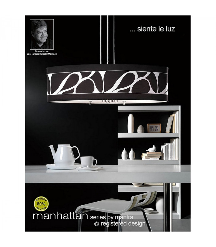 Manhattan Linear Pendant 2 Light L1 SGU10 Polished Chrome Frosted Glass With Black Patterned Shade CFL Lamps INCLUDED-3