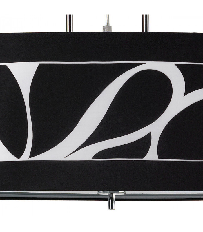 Manhattan Linear Pendant 2 Light L1 SGU10 Polished Chrome Frosted Glass With Black Patterned Shade CFL Lamps INCLUDED-8