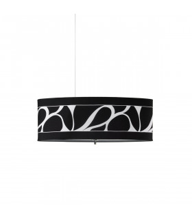Manhattan Linear Pendant Large 3 Light L1 SGU10 Polished Chrome Frosted Glass With Black Patterned Shade CFL Lamps INCLUDED-1