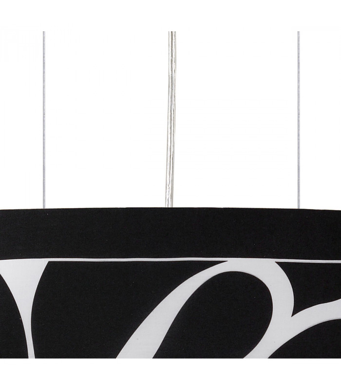 Manhattan Linear Pendant Large 3 Light L1 SGU10 Polished Chrome Frosted Glass With Black Patterned Shade CFL Lamps INCLUDED-3