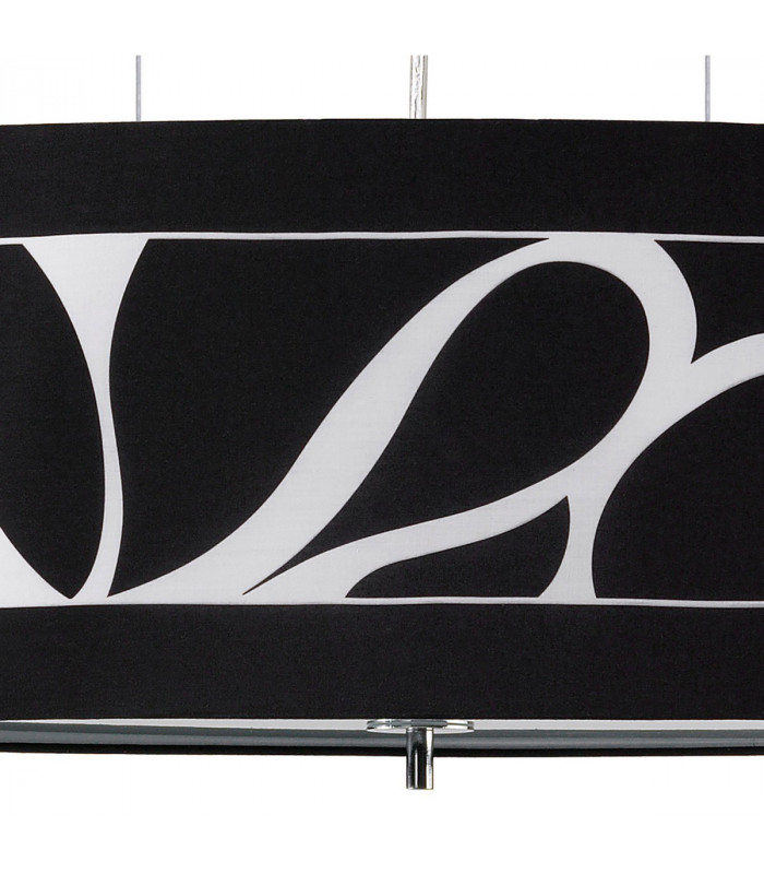 Manhattan Linear Pendant Large 3 Light L1 SGU10 Polished Chrome Frosted Glass With Black Patterned Shade CFL Lamps INCLUDED-5