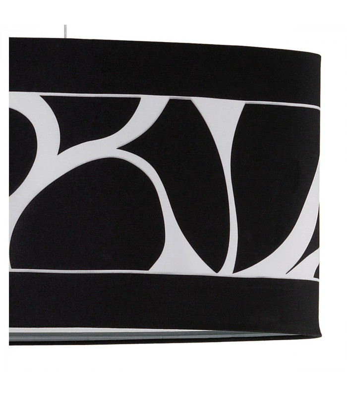 Manhattan Linear Pendant Large 3 Light L1 SGU10 Polished Chrome Frosted Glass With Black Patterned Shade CFL Lamps INCLUDED-6