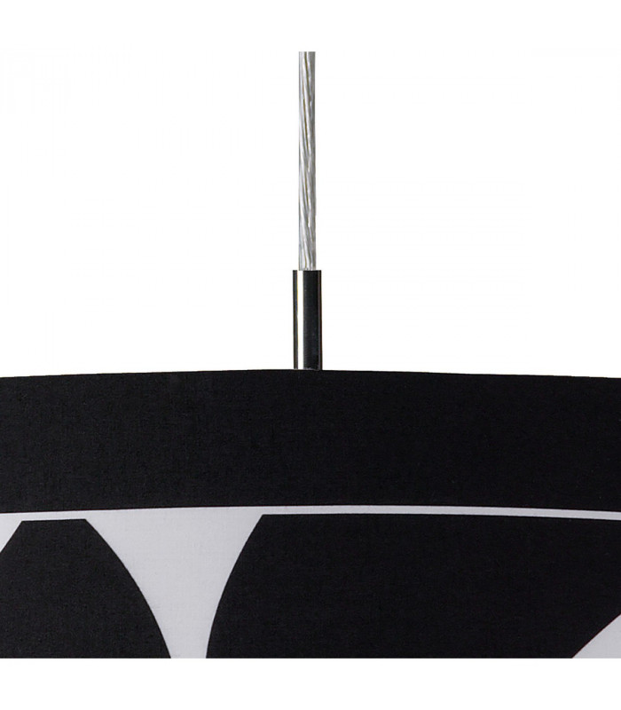 Manhattan Pendant Small 3 Light L1/SGU10 Polished Chrome/Frosted Glass With Black Patterned Shade CFL Lamps INCLUDED-5