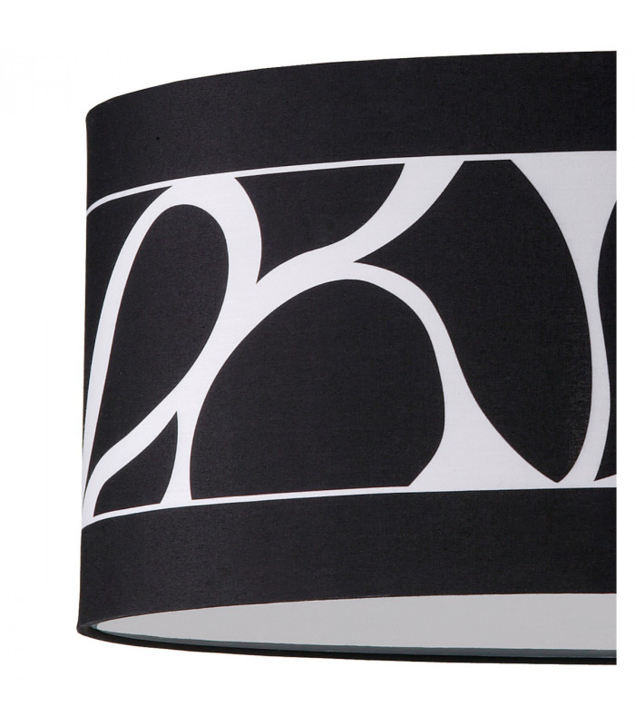 Manhattan Pendant Small 3 Light L1/SGU10 Polished Chrome/Frosted Glass With Black Patterned Shade CFL Lamps INCLUDED-6
