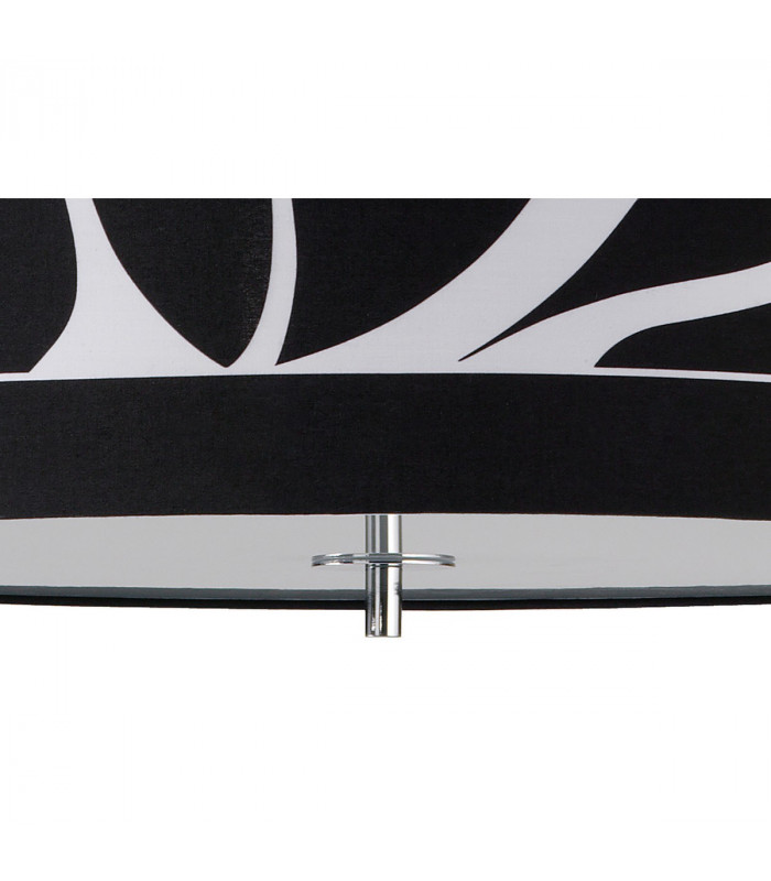 Manhattan Pendant Small 3 Light L1/SGU10 Polished Chrome/Frosted Glass With Black Patterned Shade CFL Lamps INCLUDED-9