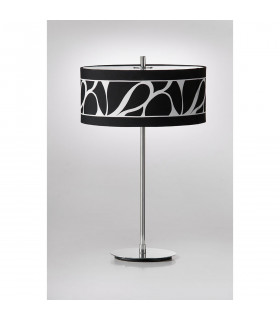 Manhattan Table Lamp 2 Light L1/SGU10 Polished Chrome/Frosted Glass With Black Patterned Shade CFL Lamps INCLUDED-2