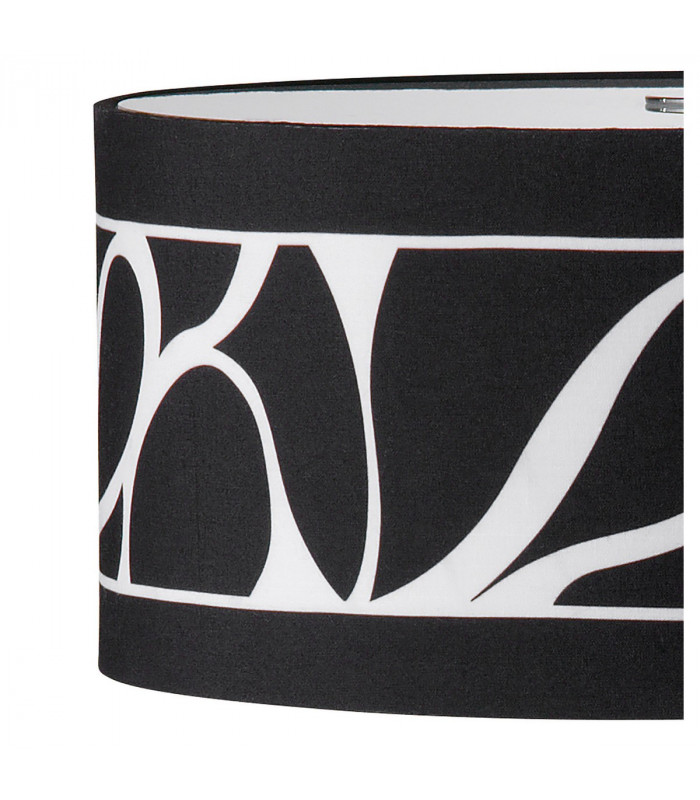 Manhattan Table Lamp 2 Light L1/SGU10 Polished Chrome/Frosted Glass With Black Patterned Shade CFL Lamps INCLUDED-6