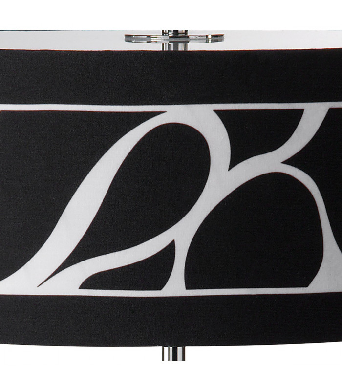 Manhattan Table Lamp 2 Light L1/SGU10 Polished Chrome/Frosted Glass With Black Patterned Shade CFL Lamps INCLUDED-7