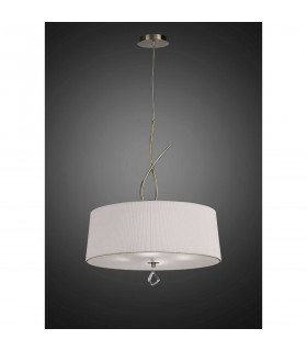 Mara Pendant 4 Light E27 Round Antique Brass With Ivory White Shade-2