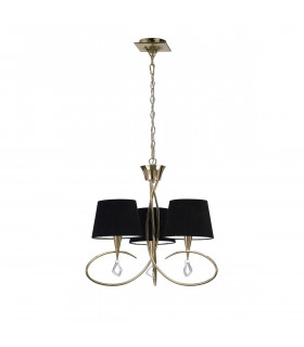 Mara Pendant 3 Light E14 French Gold With Black Shades-1
