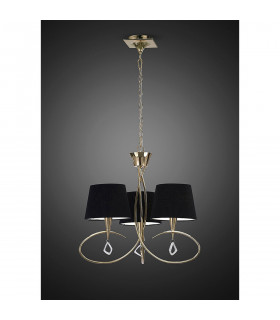 Mara Pendant 3 Light E14 French Gold With Black Shades-2