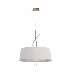 Mara Pendant 4 Light E27 Round French Gold With Ivory White Shade-1