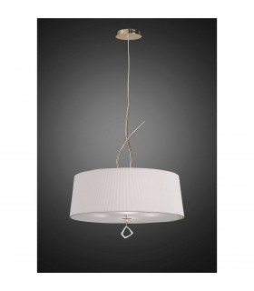 Mara Pendant 4 Light E27 Round French Gold With Ivory White Shade-2