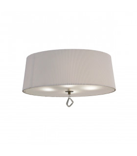 Mara Flush Ceiling 4 Light E27 Round Antique Brass With Ivory White Shade-1