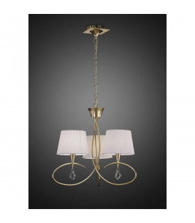 Mara Pendant 3 Light E14 French Gold With Ivory White Shades-2