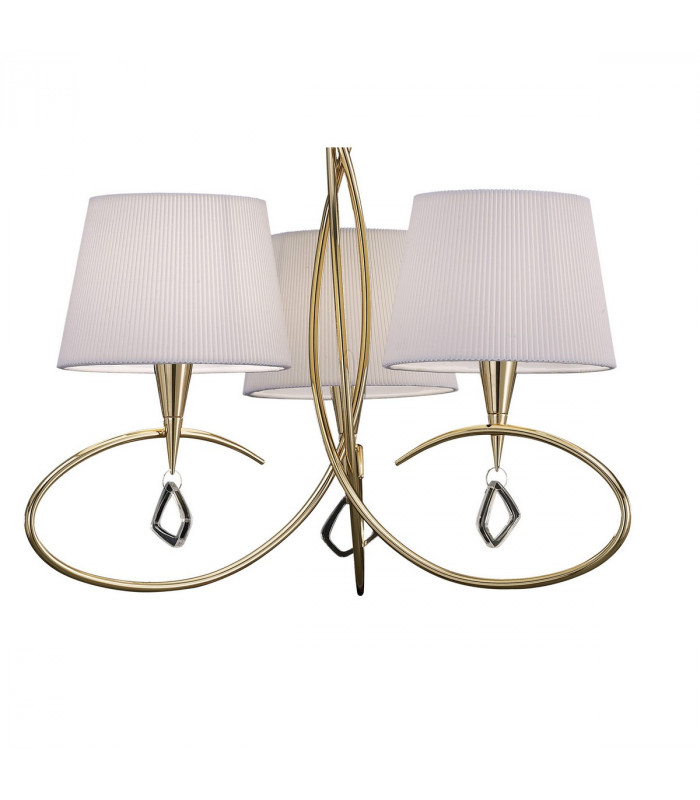 Mara Pendant 3 Light E14 French Gold With Ivory White Shades-5