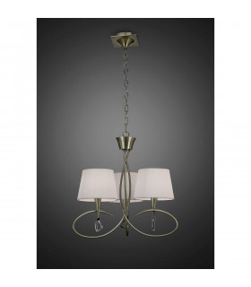 Mara Pendant 3 Light E14 Antique Brass With Ivory White Shades-2