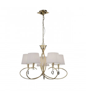 Mara Pendant 5 Light E14 French Gold With Ivory White Shades-1