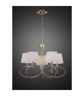 Mara Pendant 5 Light E14 French Gold With Ivory White Shades-2