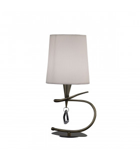 Mara Table Lamp 1 Light E14 Small Antique Brass With Ivory White Shade-1