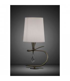 Mara Table Lamp 1 Light E14 Small Antique Brass With Ivory White Shade-2