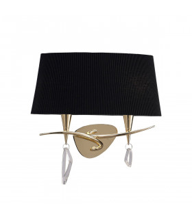 Mara Wall Lamp Switched 2 Light E14 French Gold With Black Shade-1
