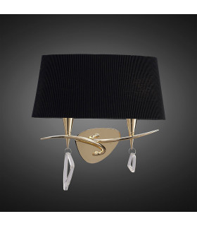 Mara Wall Lamp Switched 2 Light E14 French Gold With Black Shade-2
