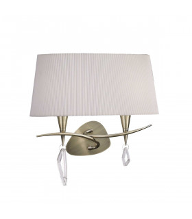 Mara Wall Lamp 2 Light E14 Antique Brass With Ivory White Shade-1