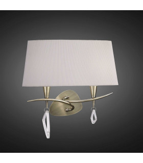 Mara Wall Lamp 2 Light E14 Antique Brass With Ivory White Shade-2