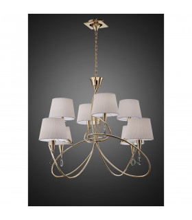 Mara Pendant 2 Tier 8 Light E14 French Gold With Ivory White Shades-2