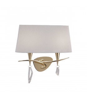 Mara Wall Lamp Switched 2 Light E14 French Gold With Ivory White Shade-1