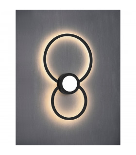 Mural Wall Lamp Circles Dimmable 24W 3000K 1440lm Matt Black 3yrs Warranty-2
