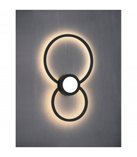 Mural Wall Lamp Circles 24W 3000K 1440lm Matt Black 3yrs Warranty-2