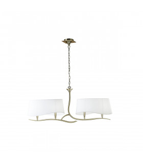 Ninette Linear Pendant 2 Arm 4 Light E14 Antique Brass With Ivory White Shades-1
