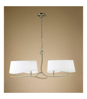 Ninette Linear Pendant 2 Arm 4 Light E14 Antique Brass With Ivory White Shades-2