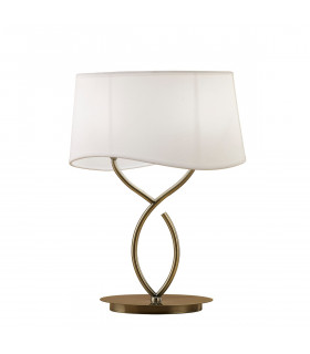 Ninette Table Lamp 2 Light E14 Large Antique Brass With Ivory White Shade-1