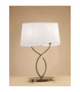 Ninette Table Lamp 2 Light E14 Large Antique Brass With Ivory White Shade-2