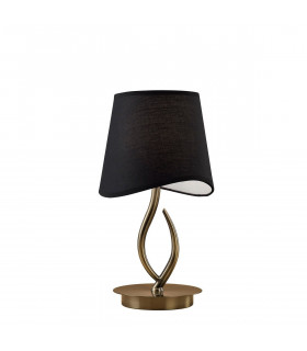 Ninette Table Lamp 1 Light E14 Small Antique Brass With Black Shade-1