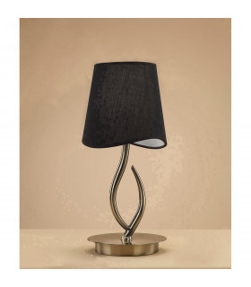 Ninette Table Lamp 1 Light E14 Small Antique Brass With Black Shade-2