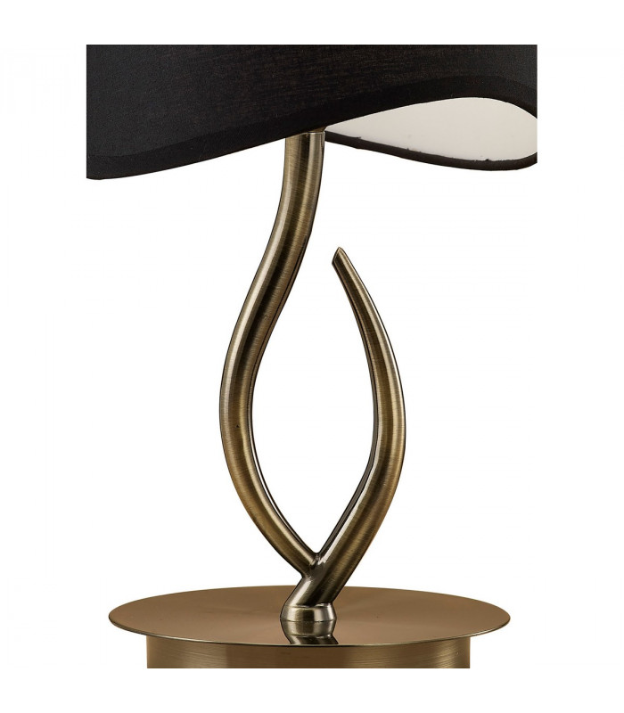 Ninette Table Lamp 1 Light E14 Small Antique Brass With Black Shade-4
