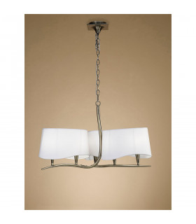 Ninette Pendant 3 Arm 6 Light E14 Antique Brass With Ivory White Shades-2
