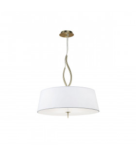 Ninette Pendant 4 Light E27 Antique Brass With Ivory White Shades-1