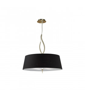 Ninette Pendant 4 Light E27 With Black Shades Antique Brass-1