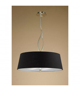 Ninette Pendant 4 Light E27 With Black Shades Antique Brass-2