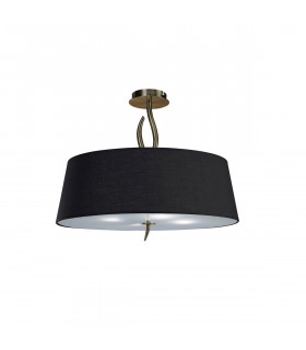 Ninette Semi Flush 4 Light E27 Antique Brass With Black Shade-1