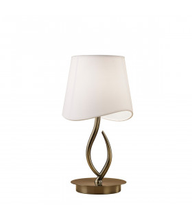 Ninette Table Lamp 1 Light E14 Small Antique Brass With Ivory White Shade-1